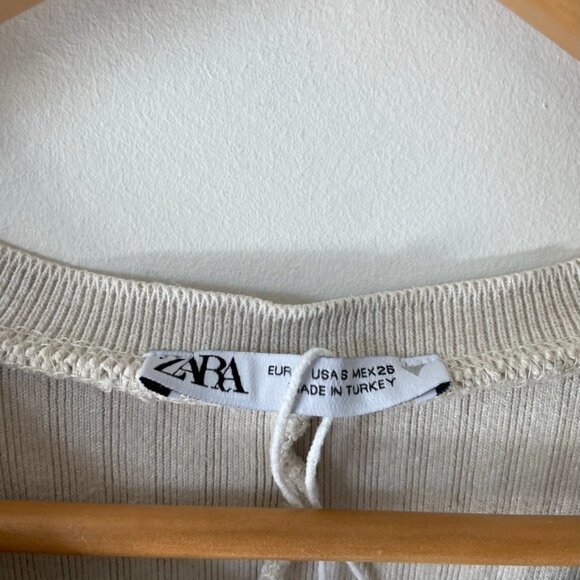 Zara Ribbed Knit Long Sleeve Jumpsuit Romper Cream Blogger Fav Sz Small - Picture 11 of 12